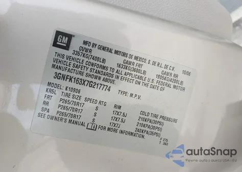 2007 Chevrolet Suburban 1500 Lt from USA, damaged, VIN 3GNFK163X7G217774